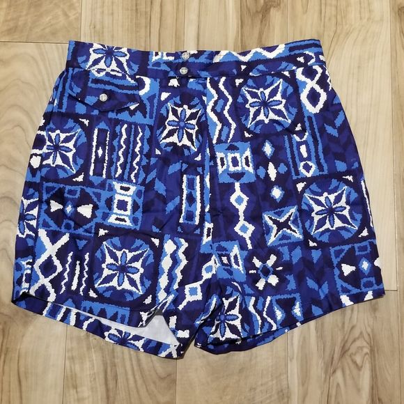 Vintage 60s 70s Paradise Hawaii All Over Print Swim Shorts Surf Trunks Lined M - Picture 1 of 16